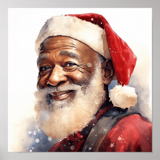 Vrolijke zwarte Kerstman Poster (Voorkant)