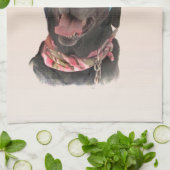 Vrolijke zwarte labrador retriever hond keukenhand theedoek (Gevouwen)