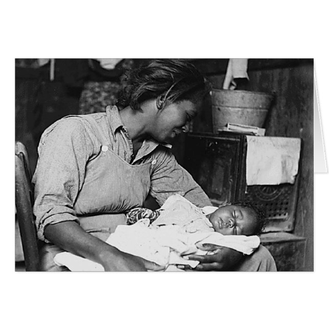 vrolijke zwarte moeder met baby (Voorkant Horizontaal)