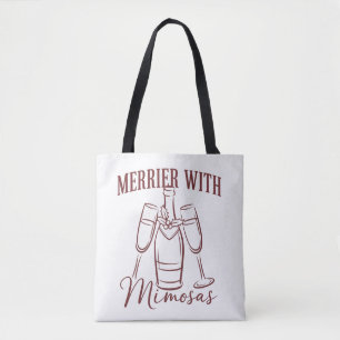 Vrolijker met Mimosas Kerst Prosecco Wijn Feest Tote Bag