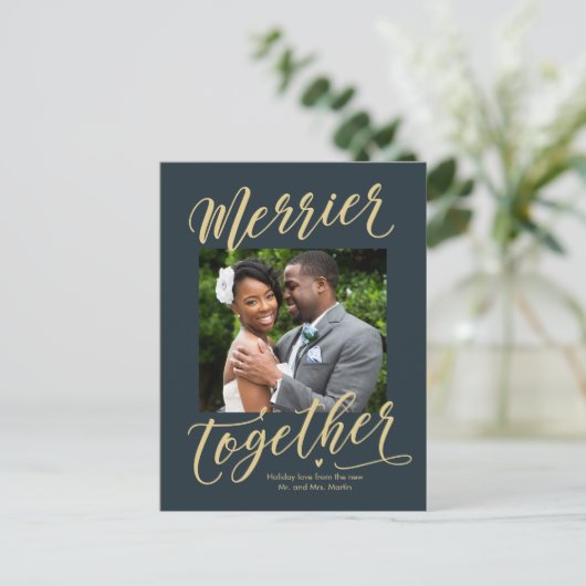 Vrolijker Samen Familie Nieuwgetrouwd Kerst Kaart (Staand voorkant)