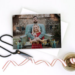 Vrolijker Samen Prettig Kerstfeest Foto Goud Folie Feestdagenkaart