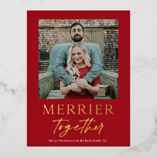 Vrolijker Samen Script Foto Goud Folie Feestdagen Briefkaart