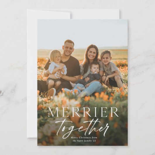 Vrolijker Samen Script Foto Prettig Kerstfeest Kaart (Voorkant)