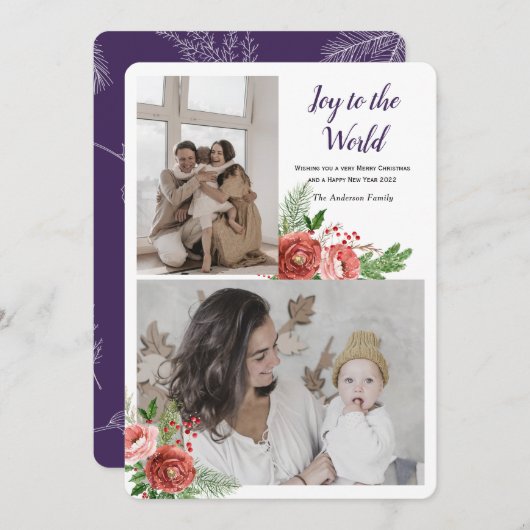 Vrolijkheid naar de wereld Kerstgroet met foto Feestdagenkaart (Voorkant / Achterkant)