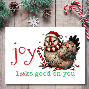 Vrolijkheid staat je goed, Grumpy Chicken Kerstmis Feestdagen Kaart