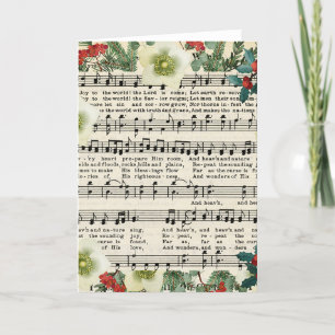 Vrolijkheid voor de Wereld Vintage Kerst Muziekbla Feestdagen Kaart