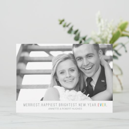 Vrolijkste Gelukkigste Helderste Nieuwjaar | de Feestdagenkaart (Staand voorkant)
