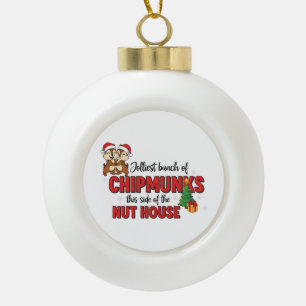 Vrolijkste groep chipmunks deze kant kerst keramische bal ornament
