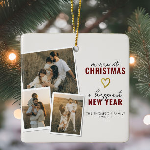 Vrolijkste kerst Moderne Boho 3 fotocollage Keramisch Ornament