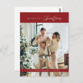 Vrolijkste kerstfoto, modern minimalistisch briefkaart (Voorkant / Achterkant)