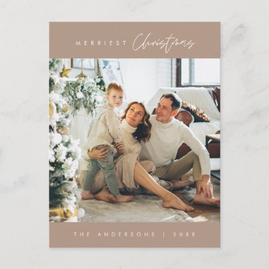 Vrolijkste kerstfoto, modern minimalistisch briefkaart (Voorkant)