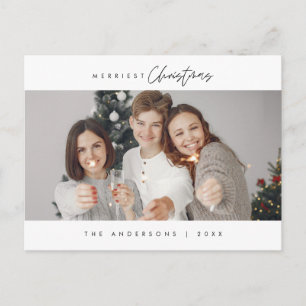 Vrolijkste kerstfoto, modern minimalistisch briefkaart