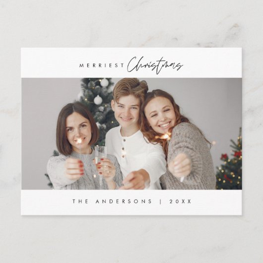 Vrolijkste kerstfoto, modern minimalistisch briefkaart (Voorkant)