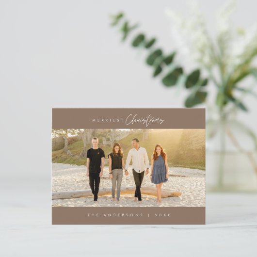 Vrolijkste kerstfoto, modern minimalistisch briefkaart (Staand voorkant)