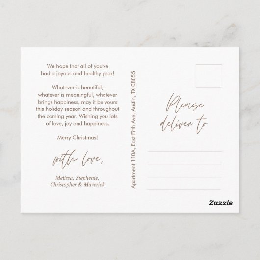 Vrolijkste kerstfoto, modern minimalistisch briefkaart (Achterkant)