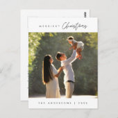 Vrolijkste kerstfoto, modern minimalistisch briefkaart (Voorkant / Achterkant)