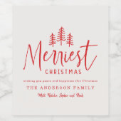 Vrolijkste Kerstmis minimale bos Kerstmis Wijn Etiket (Enkel label)