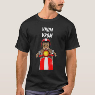 Vrom Vrom Crazy Cat Motorfiets Racen Cool Feline T-shirt