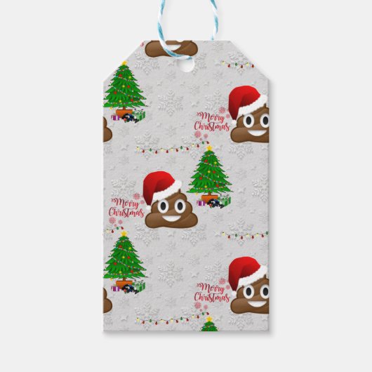 vrome kerst poo emoji cadeaulabel (Voorkant)