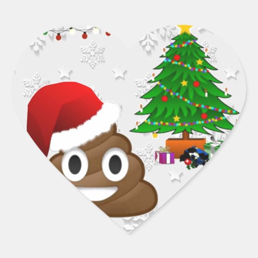 vrome kerst poo emoji hart sticker (Voorkant)