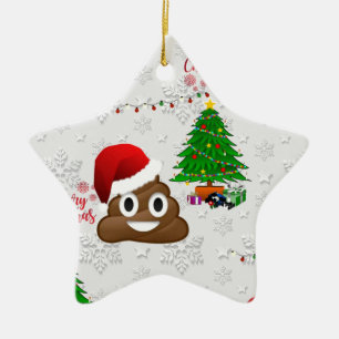 vrome kerst poo emoji keramisch ornament