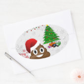 vrome kerst poo emoji ovale sticker (Envelop)