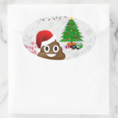 vrome kerst poo emoji ovale sticker (Tas)