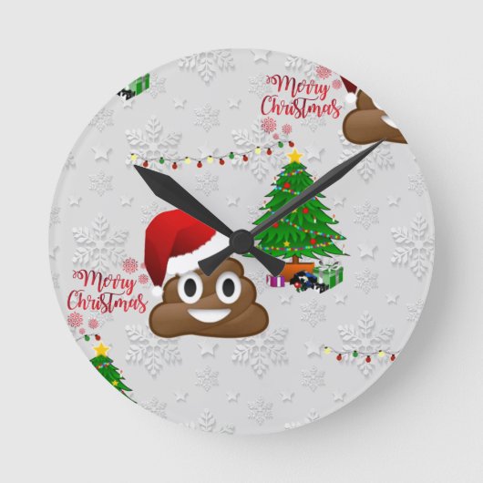vrome kerst poo emoji ronde klok (Voorkant)