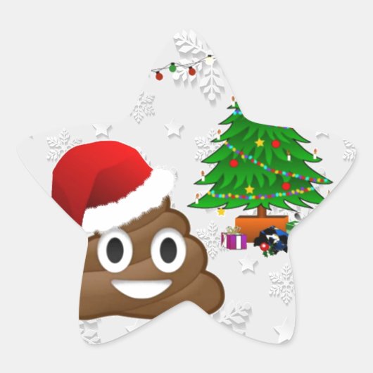 vrome kerst poo emoji ster sticker (Voorkant)