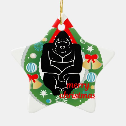 vrome kerstgorilla keramisch ornament (Voorkant)