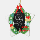 vrome kerstgorilla keramisch ornament (Links)