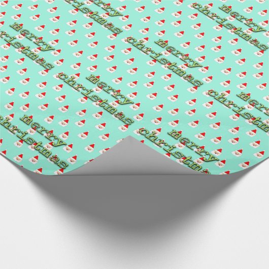 vrome kerstmis midden eeuw moderne santa claus cadeaupapier (Hoek)