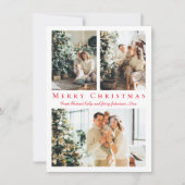 vrome kerstmis rood script 3 foto ' s collage mode feestdagenkaart (Voorkant)