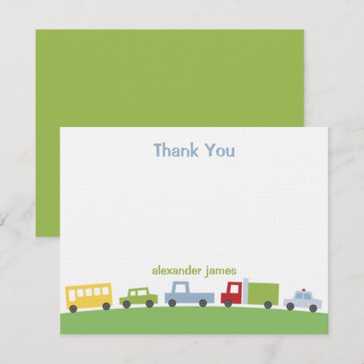 Vroom auto's Dank je wel Bedankkaart (Voorkant / Achterkant)