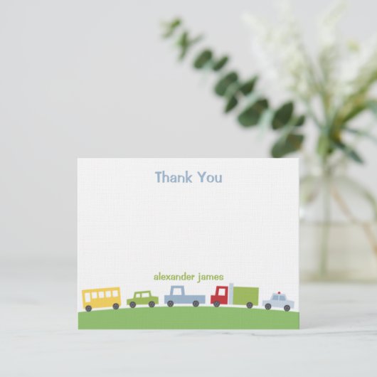 Vroom auto's Dank je wel Bedankkaart (Staand voorkant)