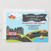 Vroom Beep Cars Birthday Party Invitation Kaart (Voorkant)