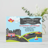 Vroom Beep Cars Birthday Party Invitation Kaart (Staand voorkant)