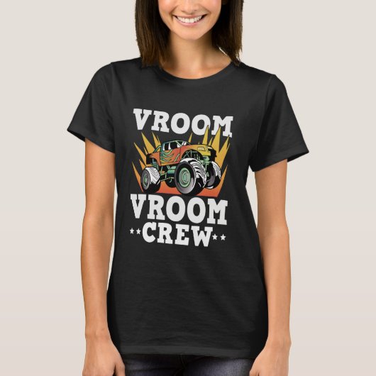 Vroom Crew Monstertruck Verjaardag T-shirt (Voorkant)