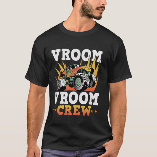 Vroom Crew Monstertruck Verjaardag T-shirt (Voorkant)