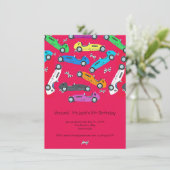 Vroom! Een vintage auto verjaardagsfeestje uitnodi Kaart (Staand voorkant)