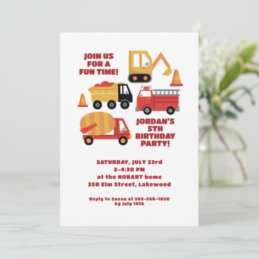 Vroom Honk Beep! Verjaardag van vrachtwagens Kaart (Staand voorkant)