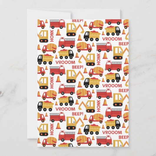 Vroom Honk Beep! Verjaardag van vrachtwagens Kaart (Achterkant)