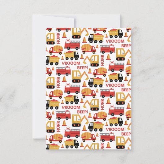 Vroom Honk Beep! Vrachtwagens Bedankkaart (Achterkant)