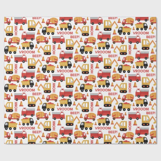 Vroom Honk Beep! Vrachtwagens Cadeaupapier (Vlak)