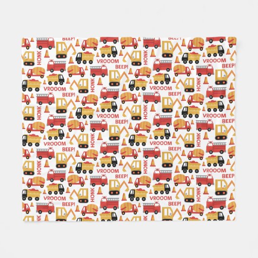 Vroom Honk Beep! Vrachtwagens Fleece Deken (Voorkant (Horizontaal))