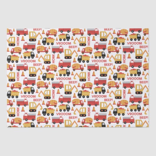 Vroom Honk Beep! Vrachtwagens Tissuepapier (Voorkant)