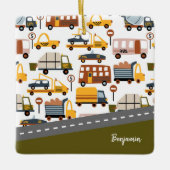 Vroom. Kerstavond van het treinvervoerspatroon Keramisch Ornament (Voorkant)