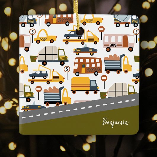 Vroom. Kerstavond van het treinvervoerspatroon Keramisch Ornament