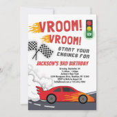 Vroom Race Car Birthday Party Uitnodiging (Voorkant)